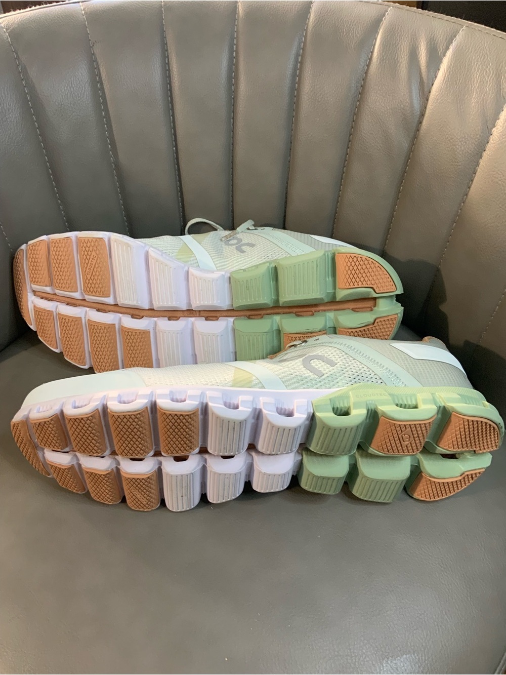 On Running Women's Mint Green Athletic Sneakers with Peach Accents - Picture 5 of 5